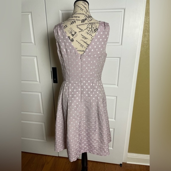 ADRIANNA PAPELL Purple Polka Dot Sleeveless Wedding Party Fit Flare Dress 10 - Picture 4 of 8
